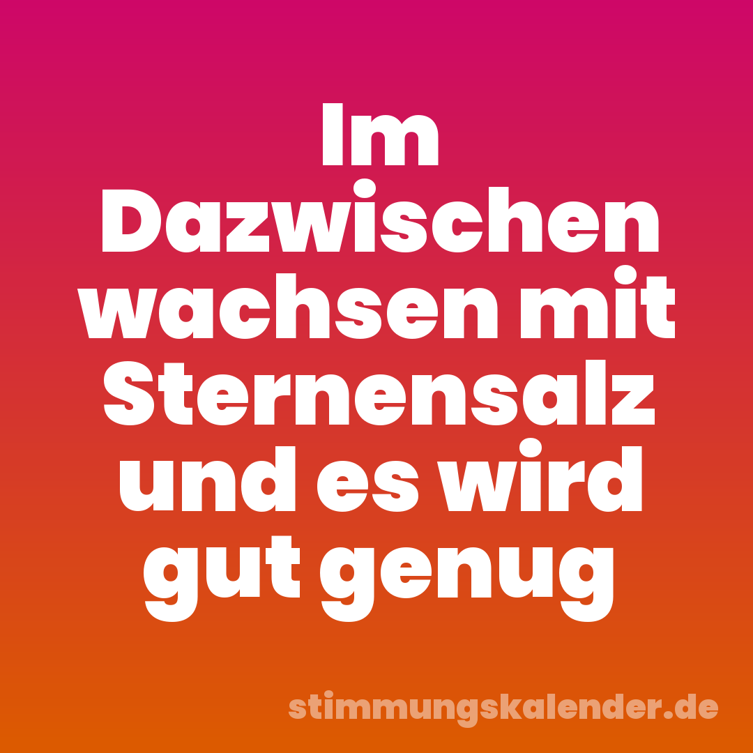 Im Dazwischen wachsen mit Sternensalz und es wird gut genug