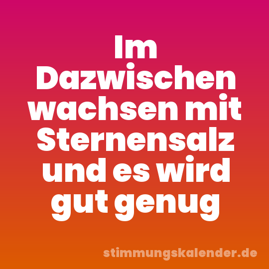 Im Dazwischen wachsen mit Sternensalz und es wird gut genug