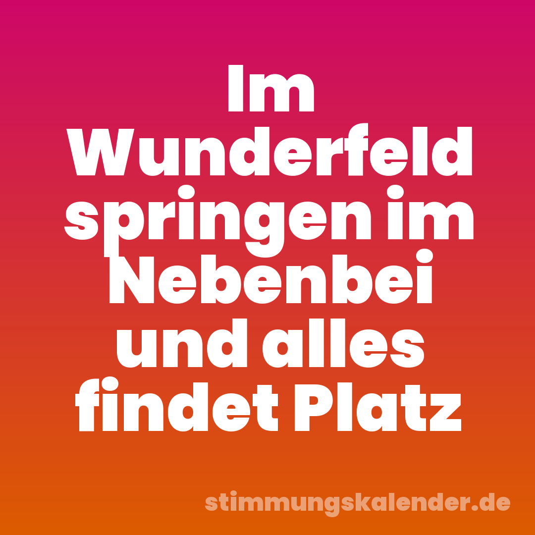 Im Wunderfeld springen im Nebenbei und alles findet Platz