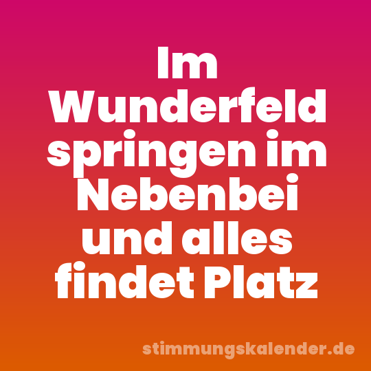Im Wunderfeld springen im Nebenbei und alles findet Platz