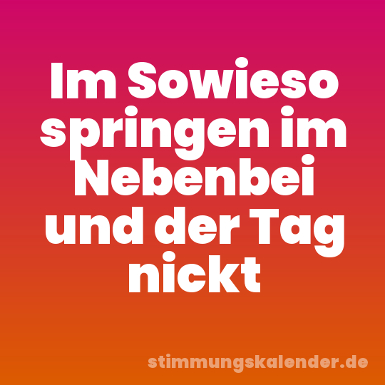 Im Sowieso springen im Nebenbei und der Tag nickt