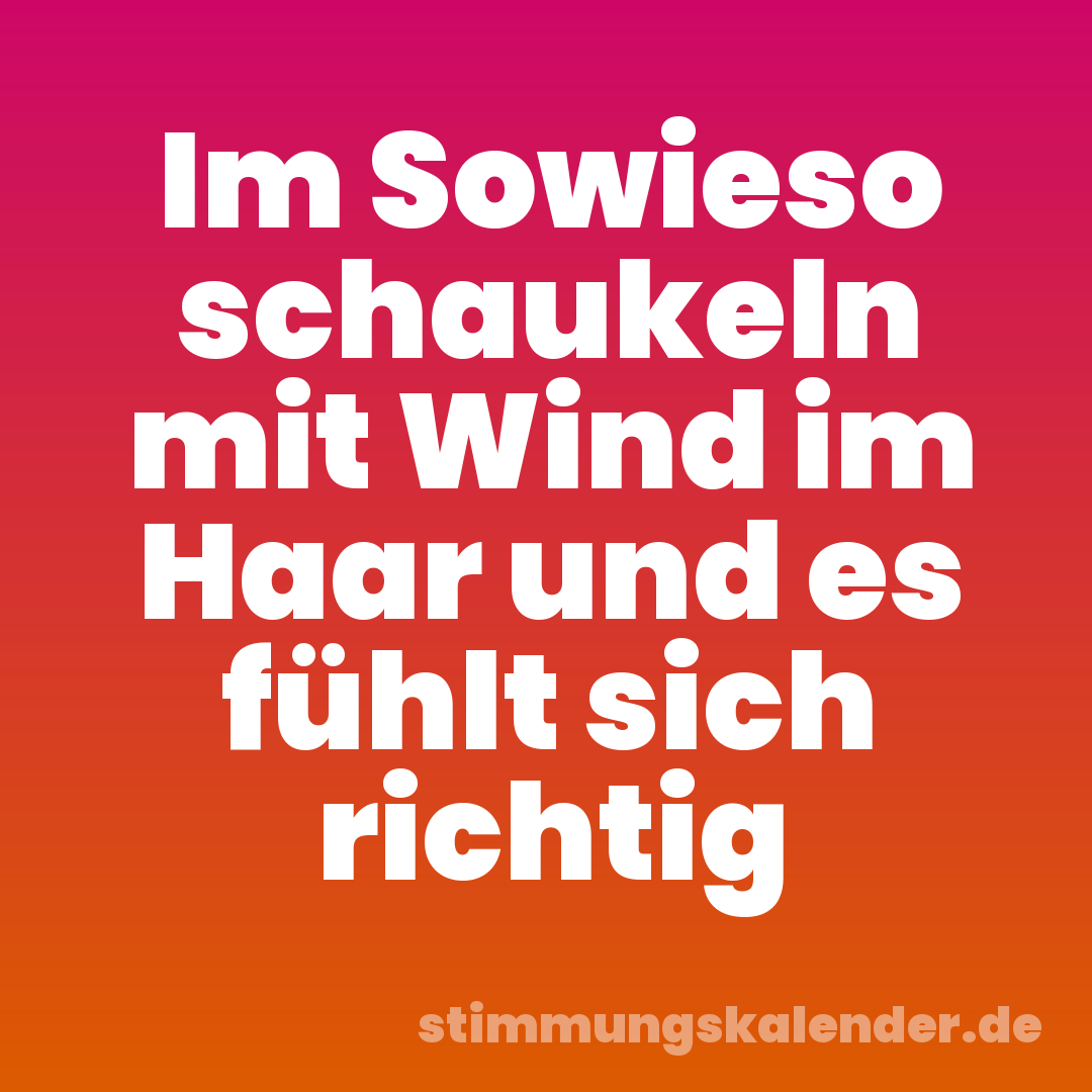 Im Sowieso schaukeln mit Wind im Haar und es fühlt sich richtig