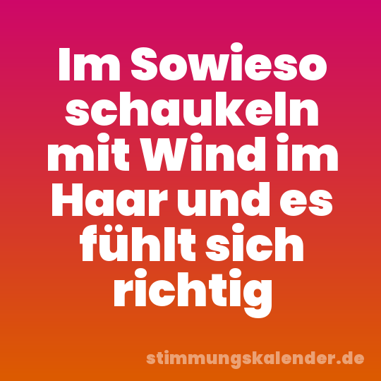 Im Sowieso schaukeln mit Wind im Haar und es fühlt sich richtig