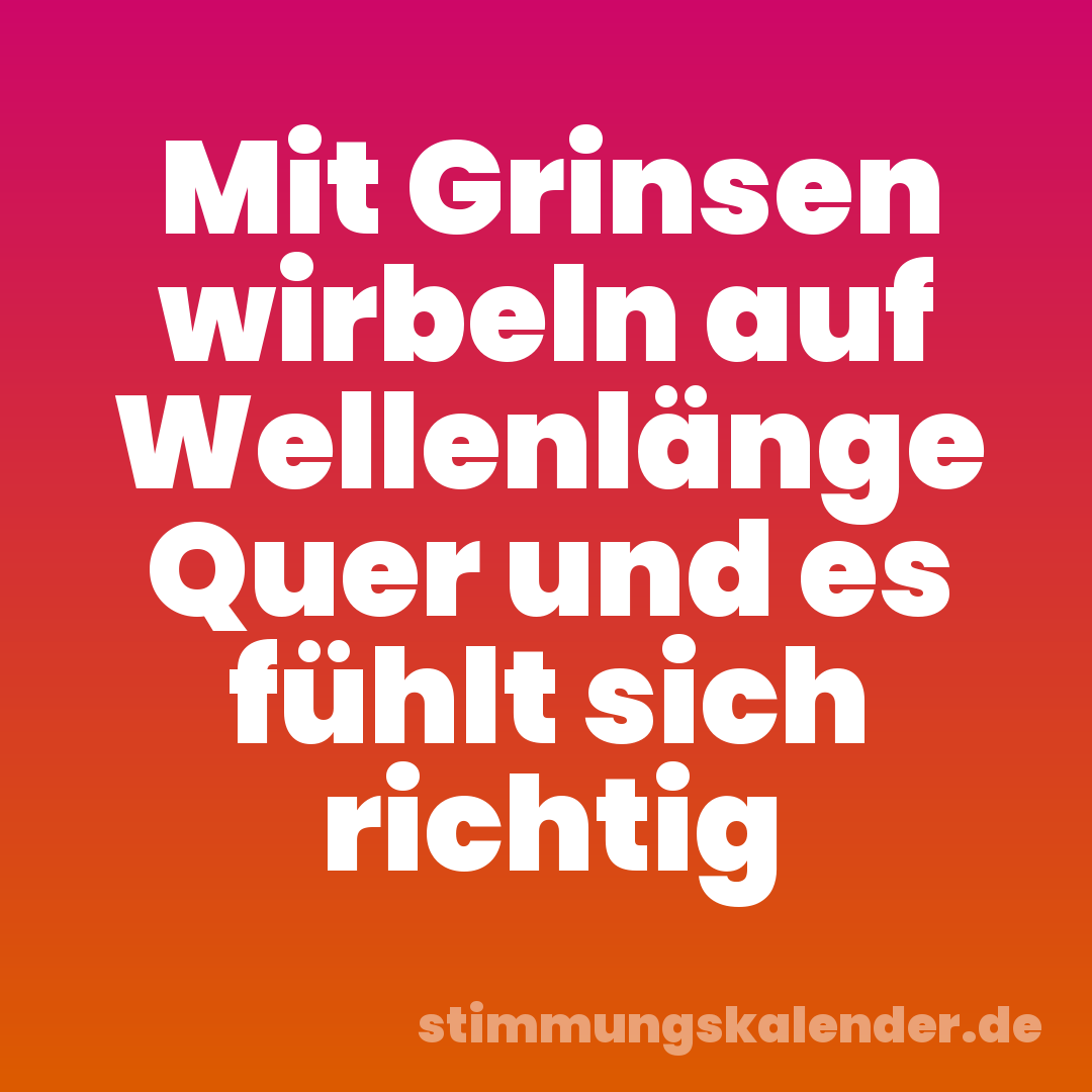 Mit Grinsen wirbeln auf Wellenlänge Quer und es fühlt sich richtig
