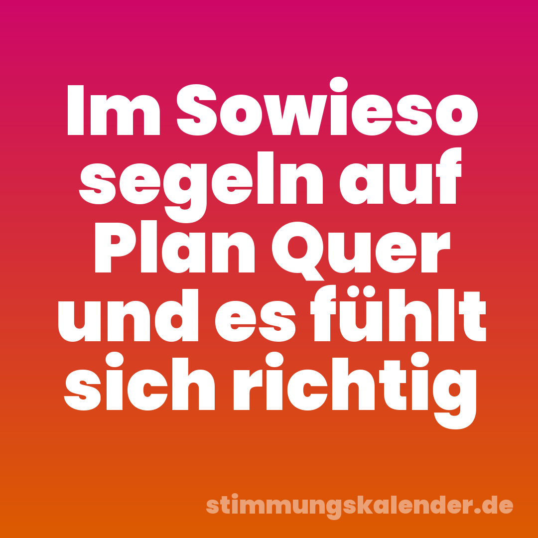 Im Sowieso segeln auf Plan Quer und es fühlt sich richtig