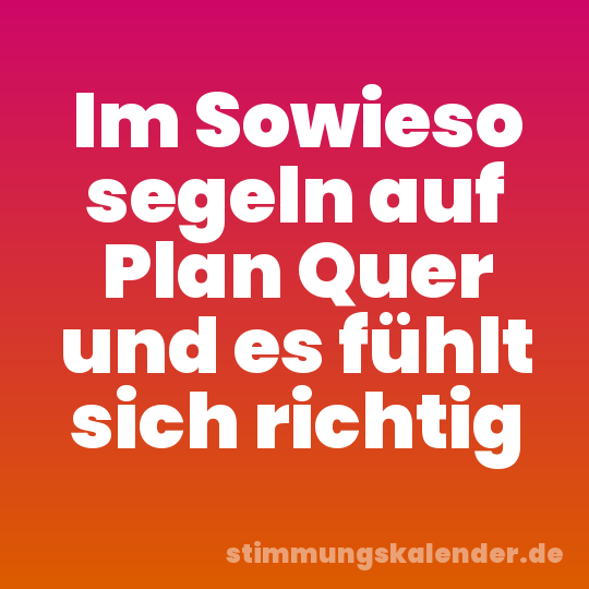 Im Sowieso segeln auf Plan Quer und es fühlt sich richtig