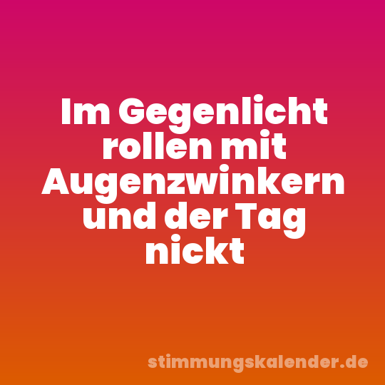 Im Gegenlicht rollen mit Augenzwinkern und der Tag nickt