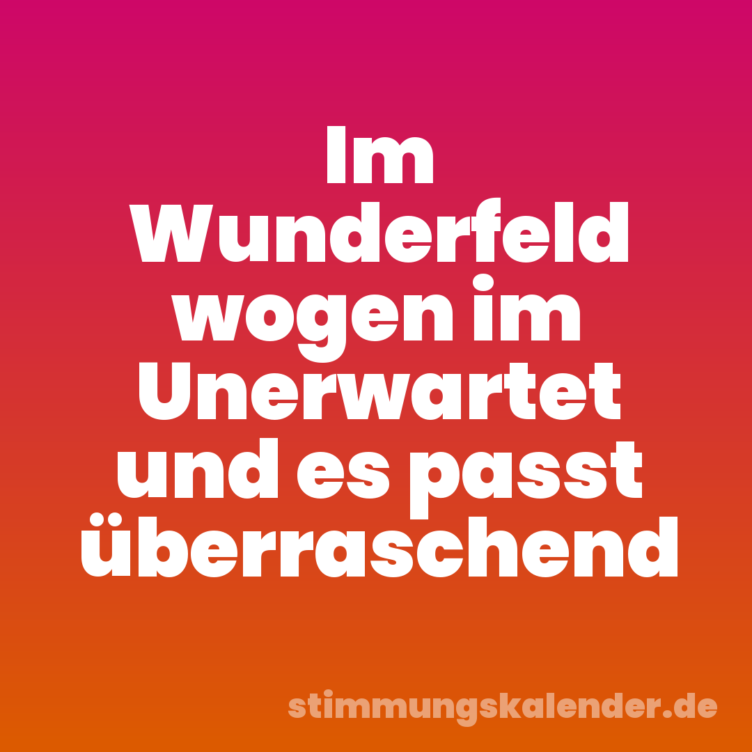Im Wunderfeld wogen im Unerwartet und es passt überraschend