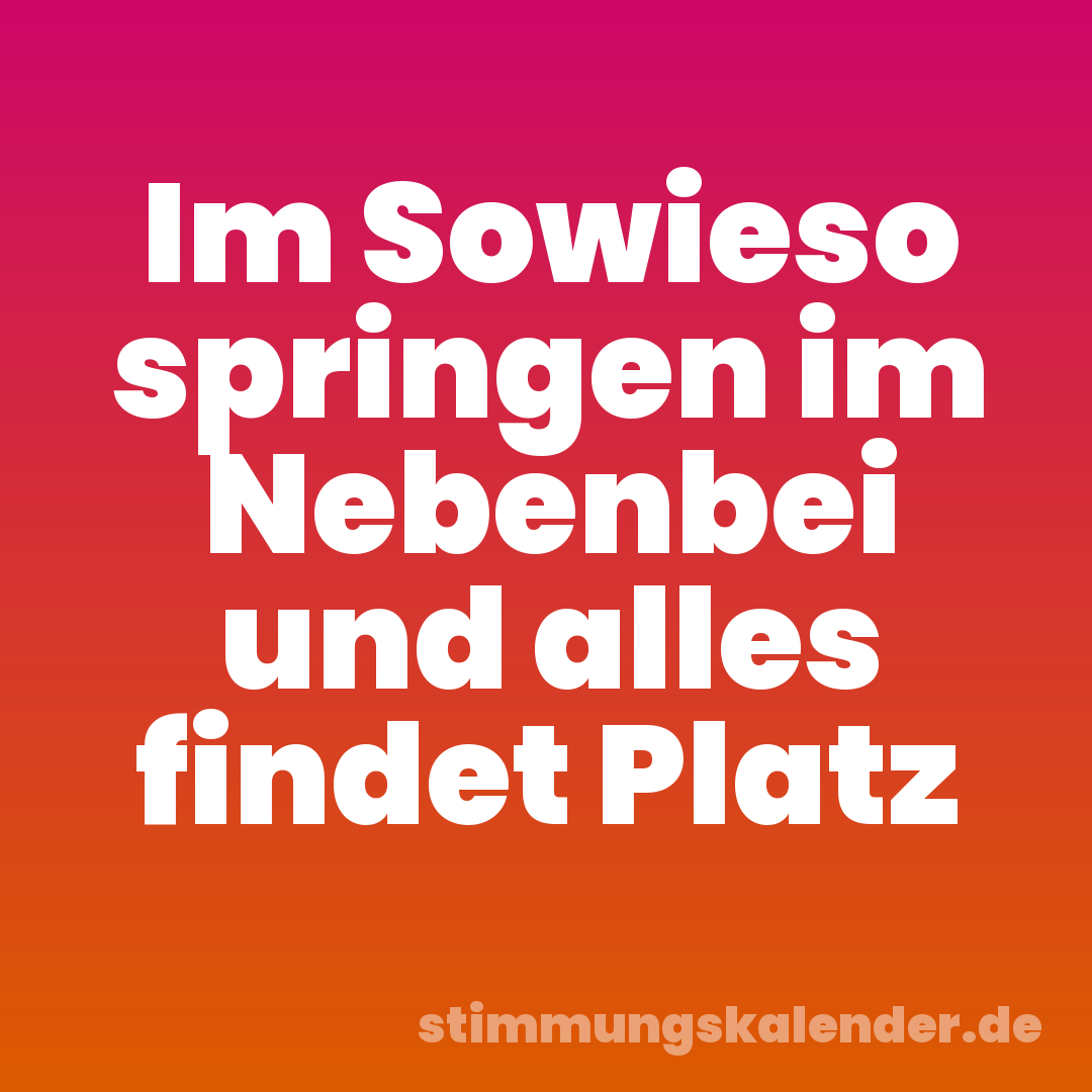 Im Sowieso springen im Nebenbei und alles findet Platz