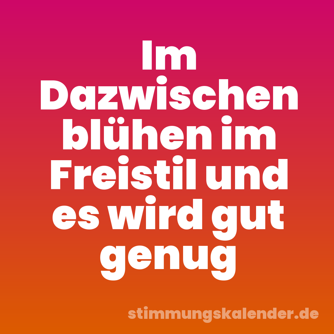 Im Dazwischen blühen im Freistil und es wird gut genug