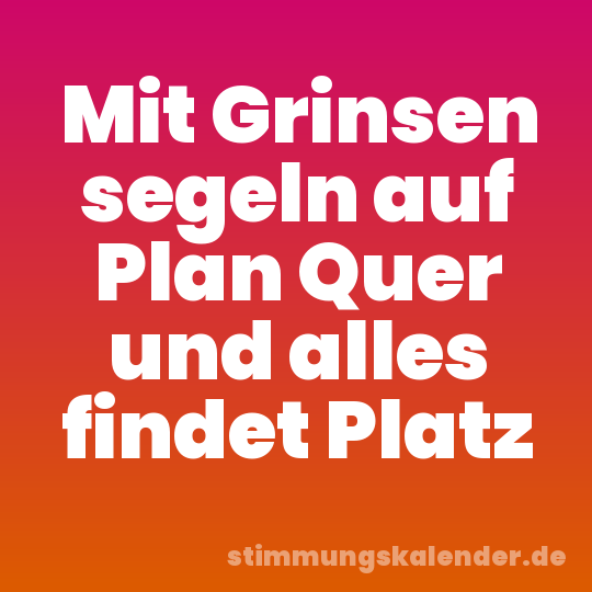 Mit Grinsen segeln auf Plan Quer und alles findet Platz