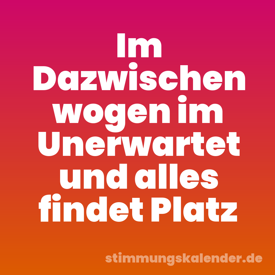 Im Dazwischen wogen im Unerwartet und alles findet Platz
