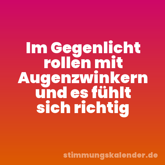 Im Gegenlicht rollen mit Augenzwinkern und es fühlt sich richtig