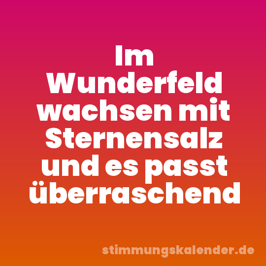 Im Wunderfeld wachsen mit Sternensalz und es passt überraschend