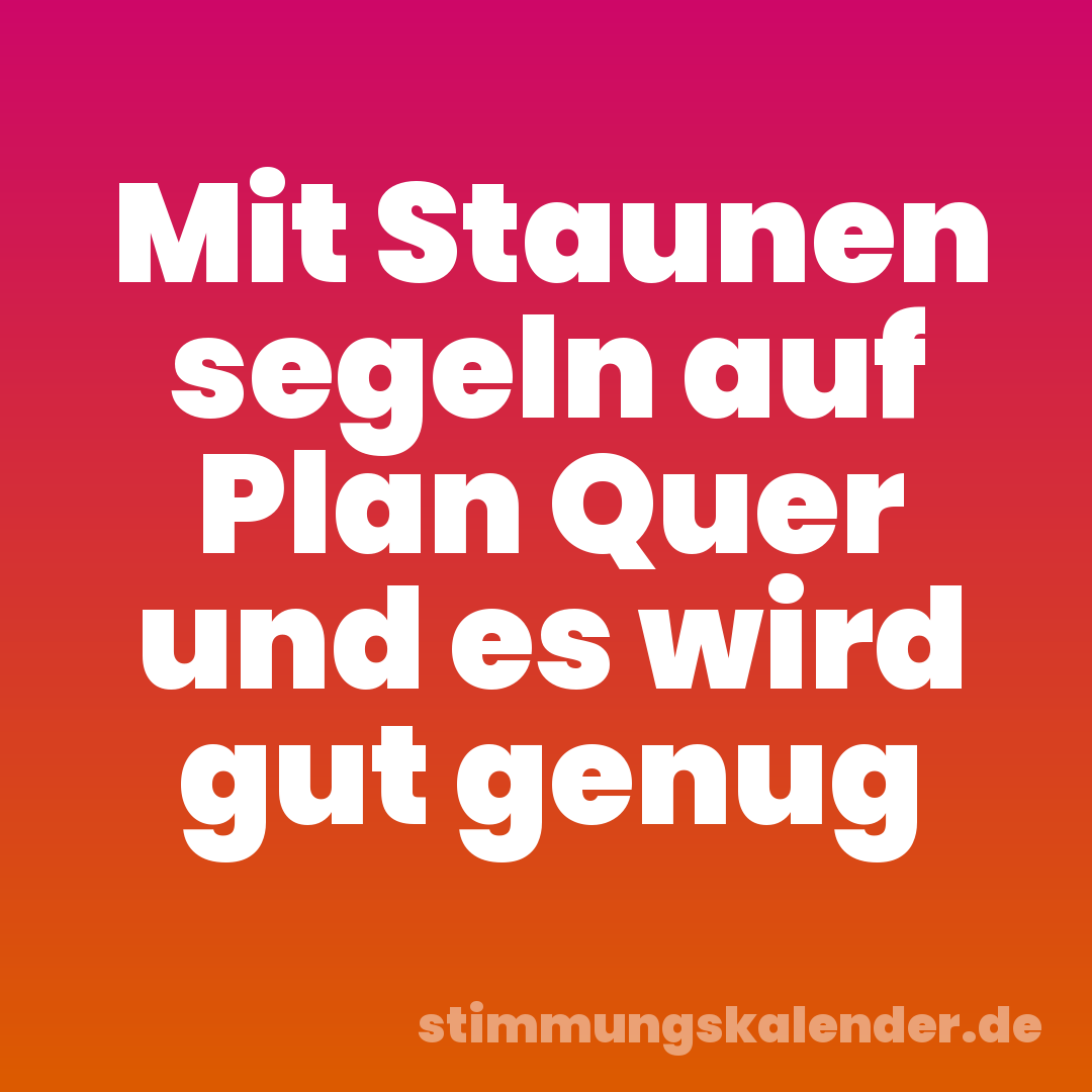Mit Staunen segeln auf Plan Quer und es wird gut genug