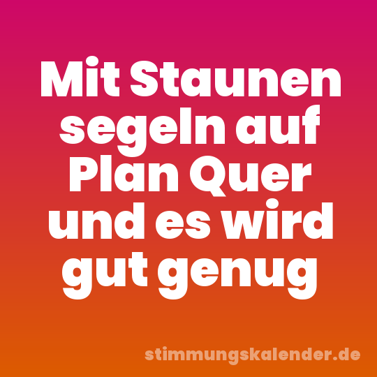 Mit Staunen segeln auf Plan Quer und es wird gut genug
