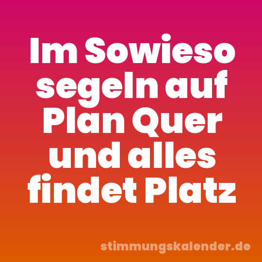 Im Sowieso segeln auf Plan Quer und alles findet Platz