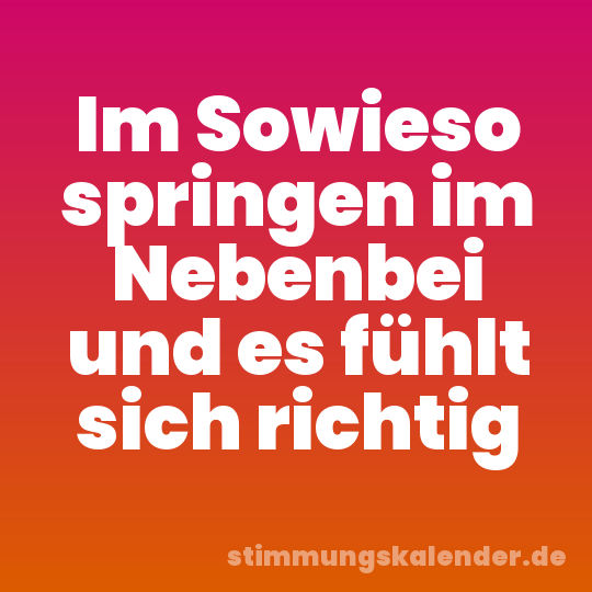 Im Sowieso springen im Nebenbei und es fühlt sich richtig