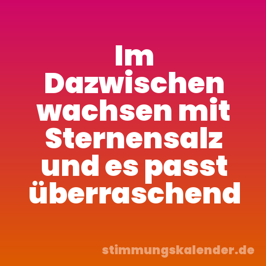 Im Dazwischen wachsen mit Sternensalz und es passt überraschend