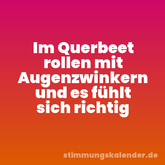 Im Querbeet rollen mit Augenzwinkern und es fühlt sich richtig