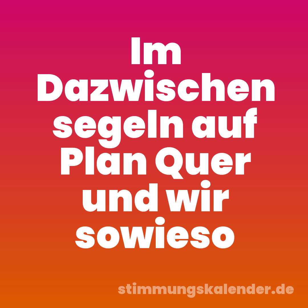 Im Dazwischen segeln auf Plan Quer und wir sowieso