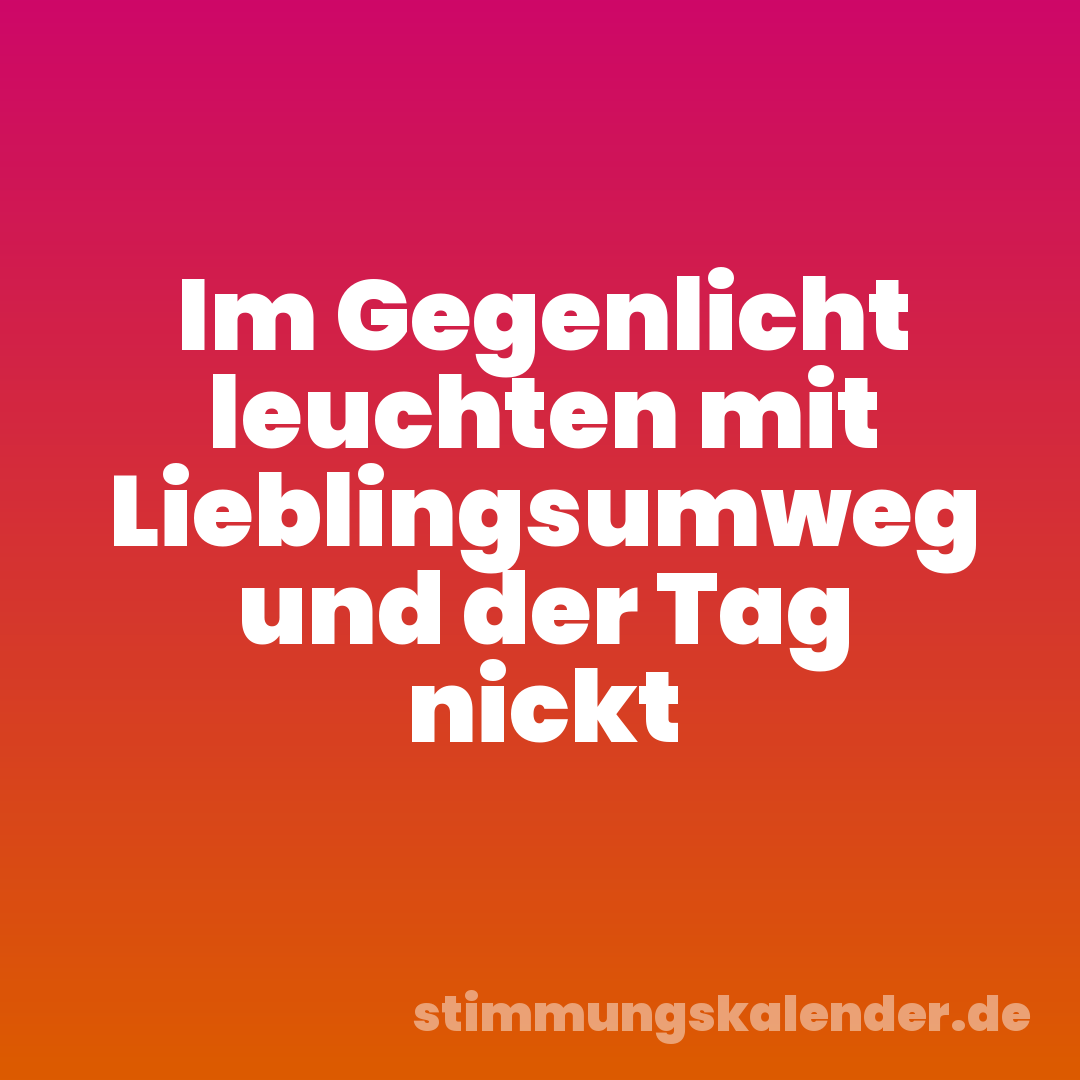 Im Gegenlicht leuchten mit Lieblingsumweg und der Tag nickt