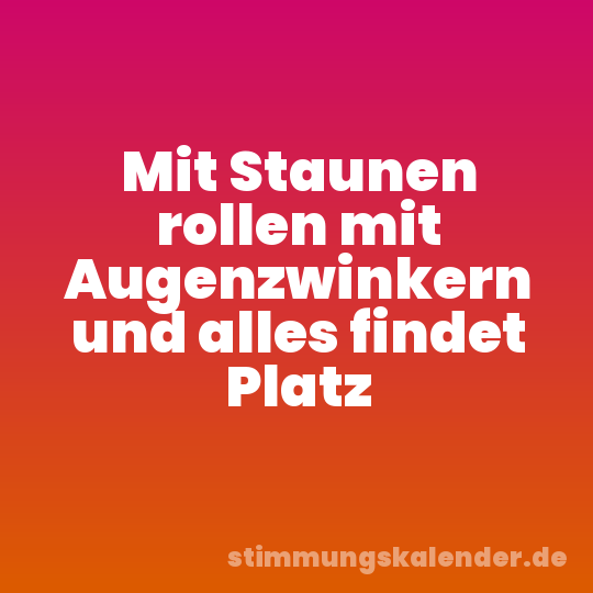 Mit Staunen rollen mit Augenzwinkern und alles findet Platz