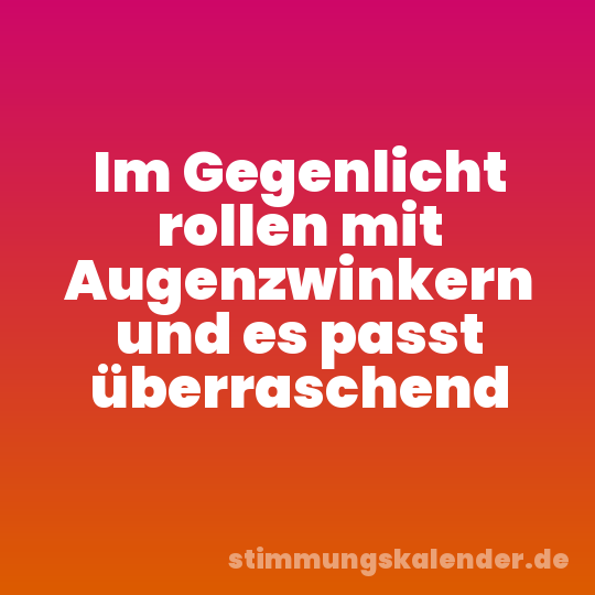 Im Gegenlicht rollen mit Augenzwinkern und es passt überraschend