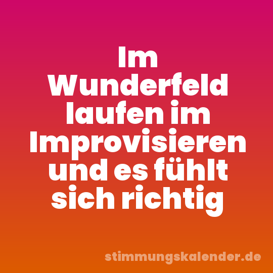 Im Wunderfeld laufen im Improvisieren und es fühlt sich richtig