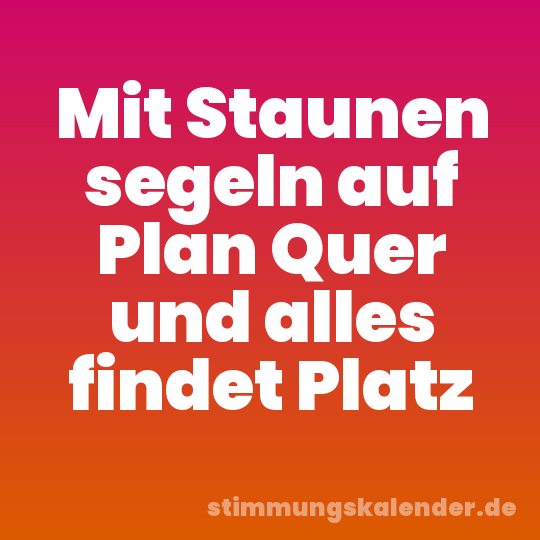 Mit Staunen segeln auf Plan Quer und alles findet Platz