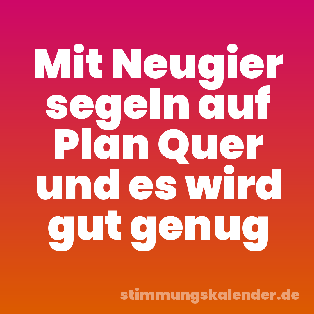 Mit Neugier segeln auf Plan Quer und es wird gut genug
