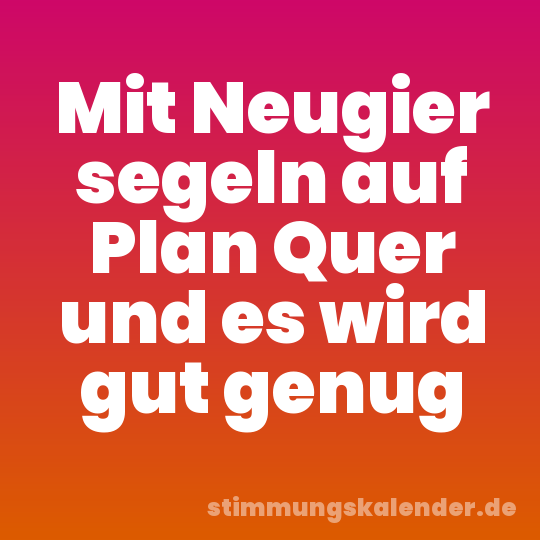 Mit Neugier segeln auf Plan Quer und es wird gut genug