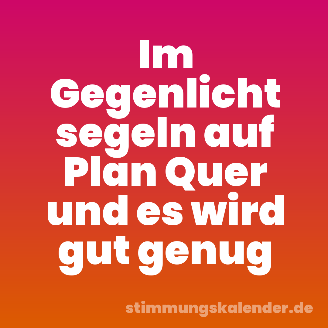 Im Gegenlicht segeln auf Plan Quer und es wird gut genug