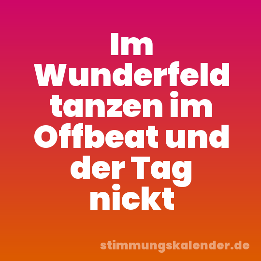 Im Wunderfeld tanzen im Offbeat und der Tag nickt