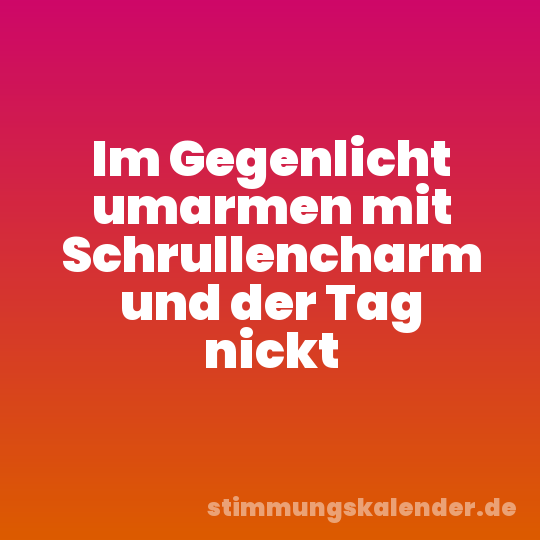 Im Gegenlicht umarmen mit Schrullencharm und der Tag nickt