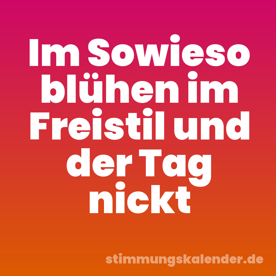 Im Sowieso blühen im Freistil und der Tag nickt