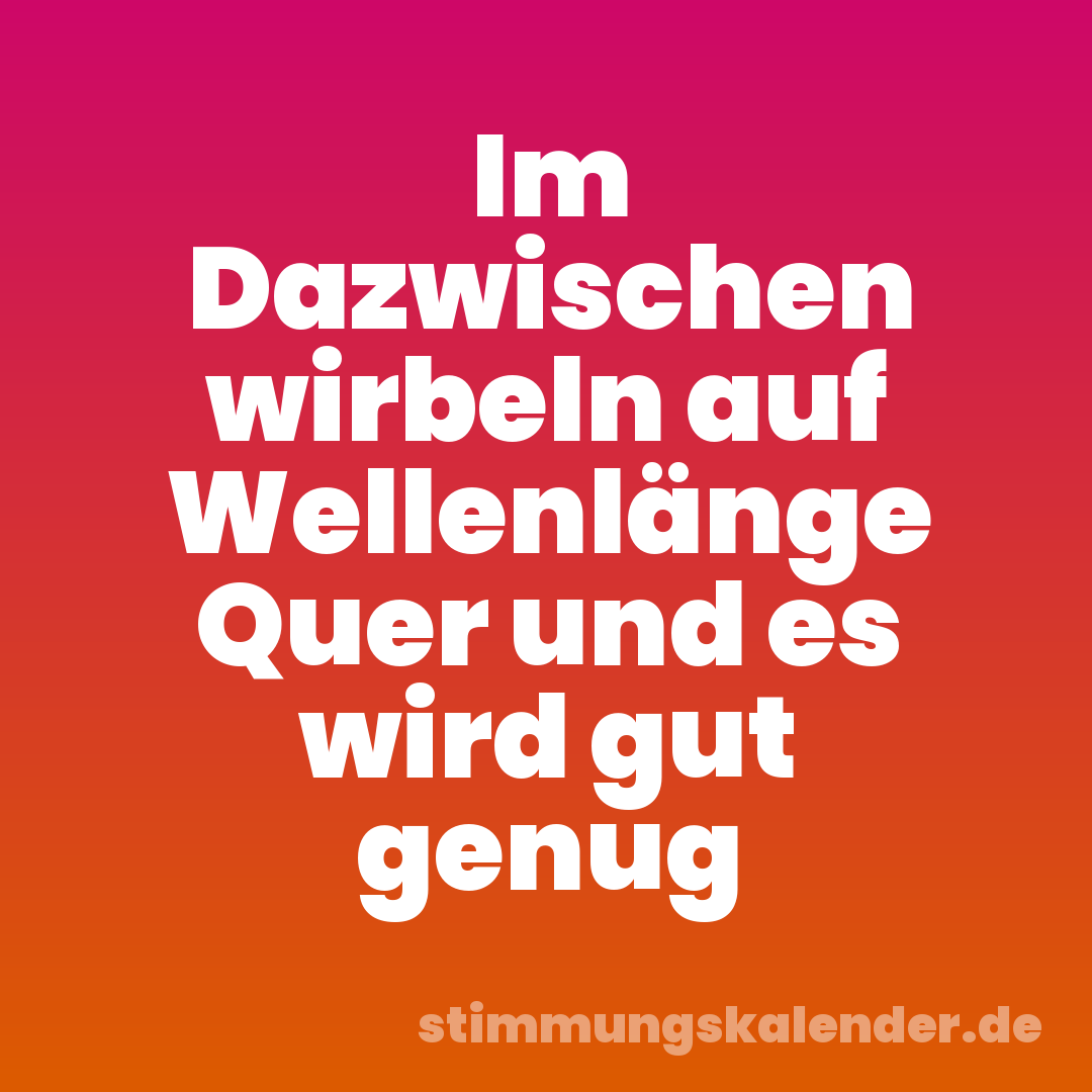 Im Dazwischen wirbeln auf Wellenlänge Quer und es wird gut genug