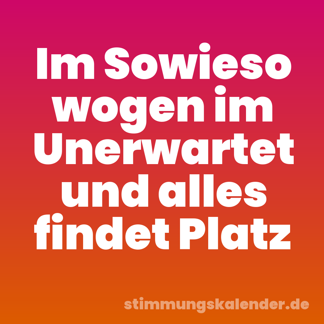 Im Sowieso wogen im Unerwartet und alles findet Platz