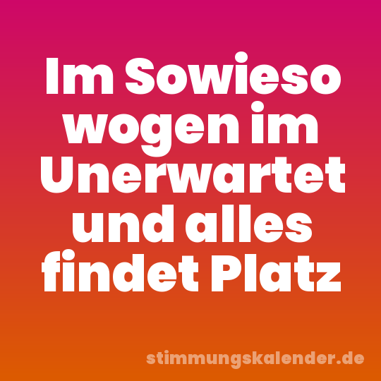 Im Sowieso wogen im Unerwartet und alles findet Platz