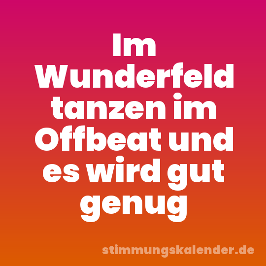 Im Wunderfeld tanzen im Offbeat und es wird gut genug