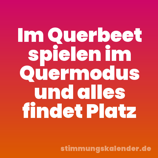 Im Querbeet spielen im Quermodus und alles findet Platz