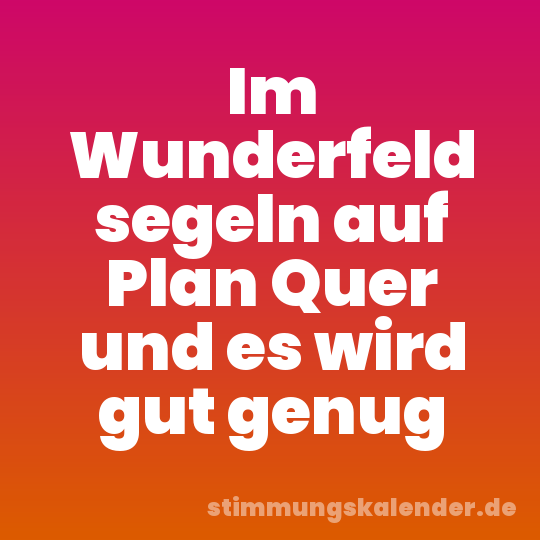 Im Wunderfeld segeln auf Plan Quer und es wird gut genug