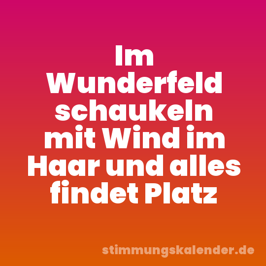 Im Wunderfeld schaukeln mit Wind im Haar und alles findet Platz