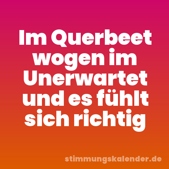 Im Querbeet wogen im Unerwartet und es fühlt sich richtig