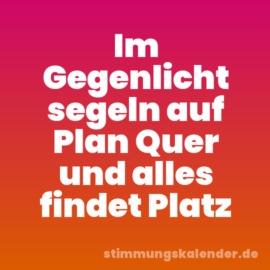 Im Gegenlicht segeln auf Plan Quer und alles findet Platz
