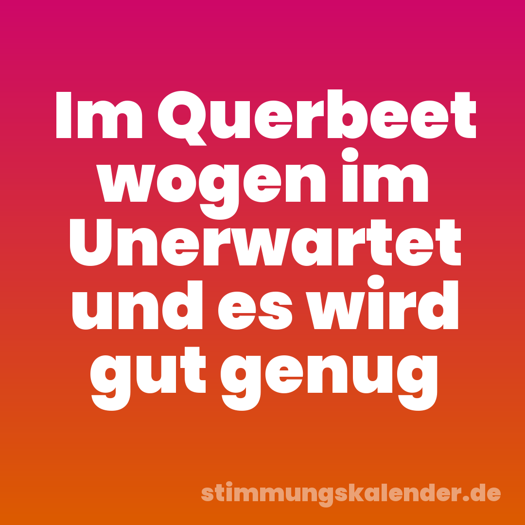 Im Querbeet wogen im Unerwartet und es wird gut genug