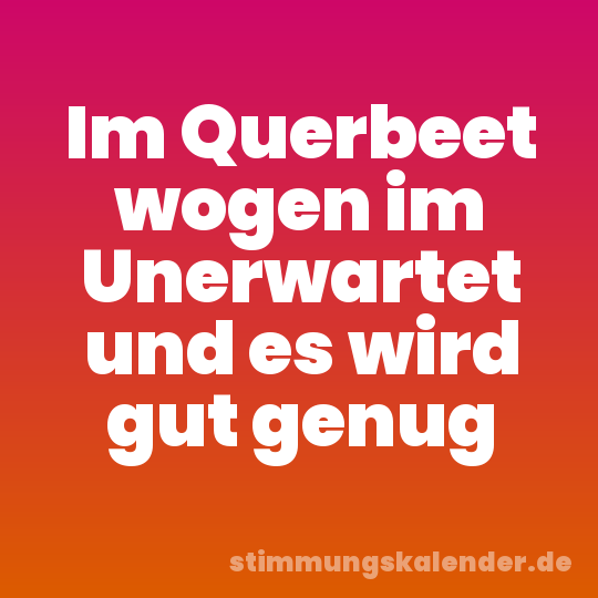 Im Querbeet wogen im Unerwartet und es wird gut genug