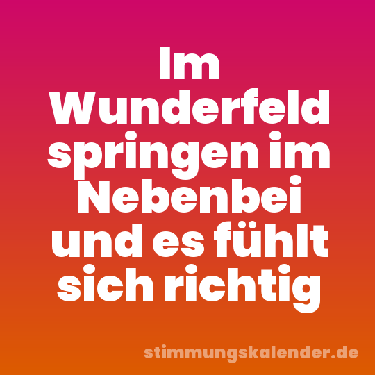 Im Wunderfeld springen im Nebenbei und es fühlt sich richtig