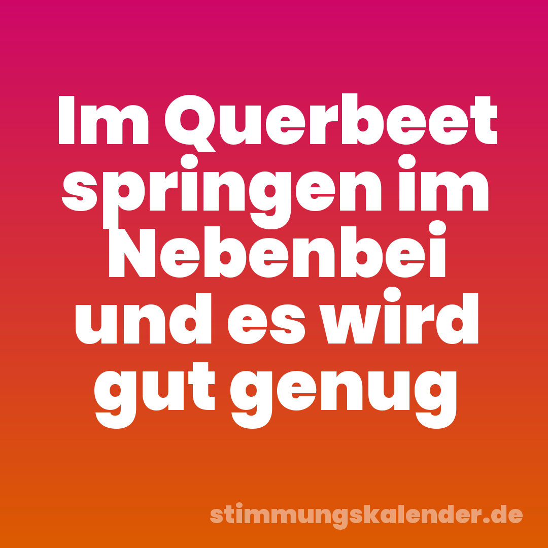 Im Querbeet springen im Nebenbei und es wird gut genug
