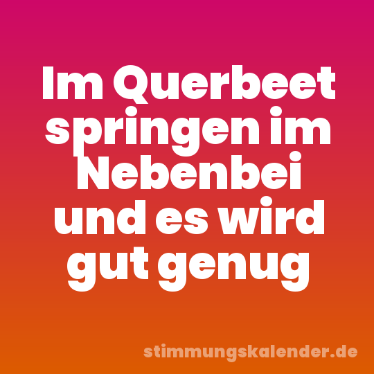 Im Querbeet springen im Nebenbei und es wird gut genug